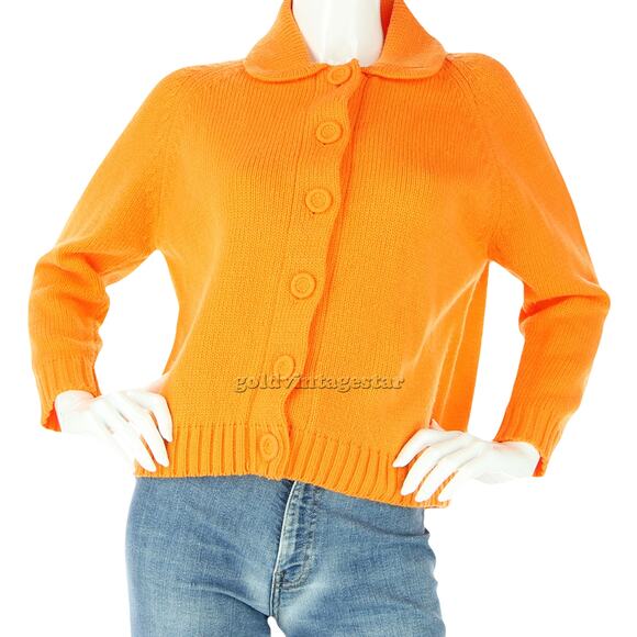 Vintage Bright Neon Orange Cardigan XS Trendy Chiclist on - Picture 1 of 7